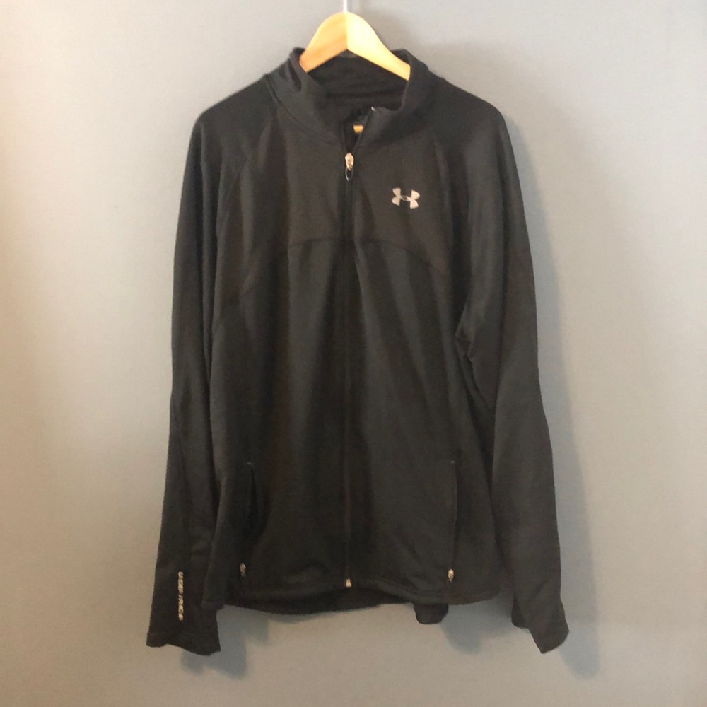 Mens UnderArmour 2XL Loose Cold Gear Black Zip Up